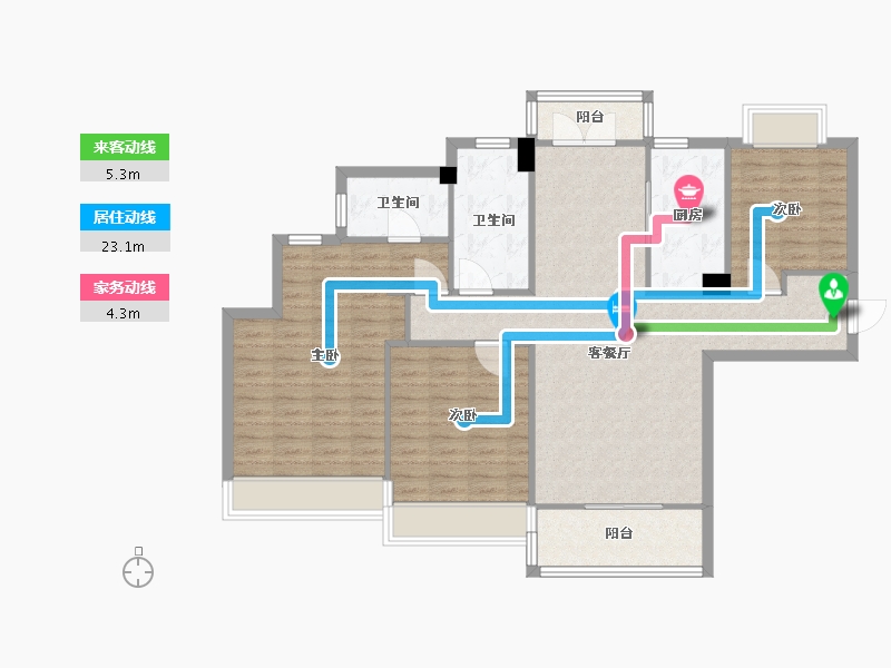 河南省-郑州市-郑州绿地城139m²-111.20-户型库-动静线