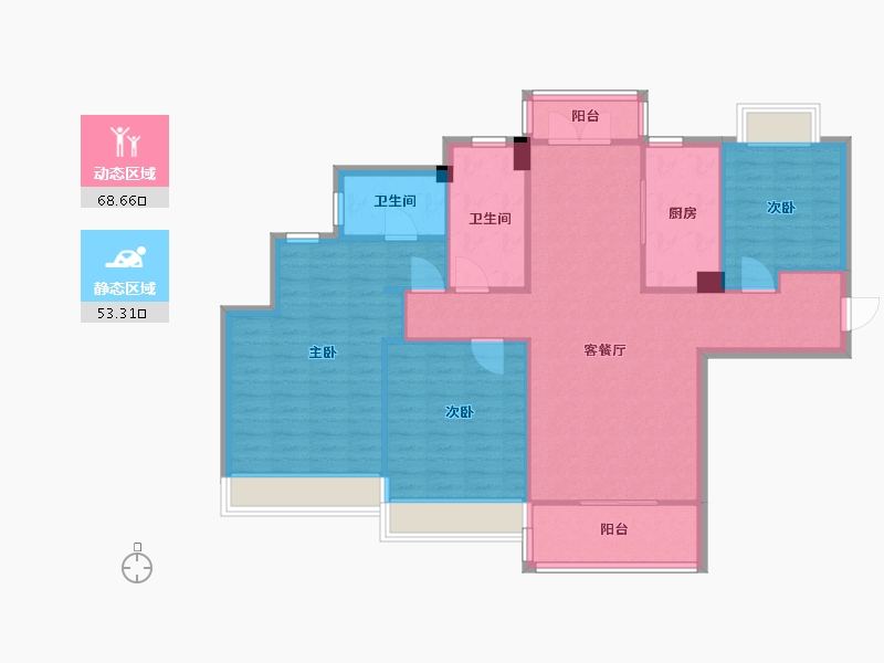 河南省-郑州市-郑州绿地城139m²-111.20-户型库-动静分区