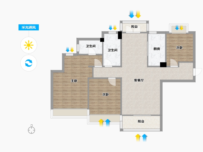 河南省-郑州市-郑州绿地城139m²-111.20-户型库-采光通风