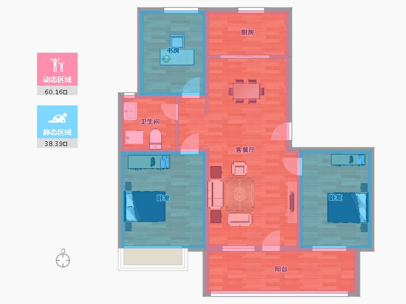 山东省-青岛市-天泰公园壹号5,8号楼110m²-87.89-户型库-动静分区