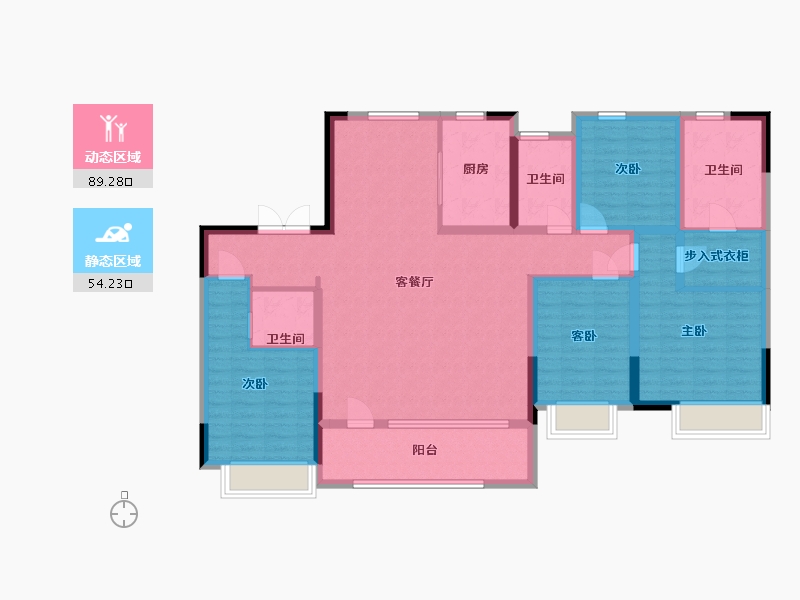 山东省-青岛市-天泰公园壹号17号楼160m²-128.01-户型库-动静分区