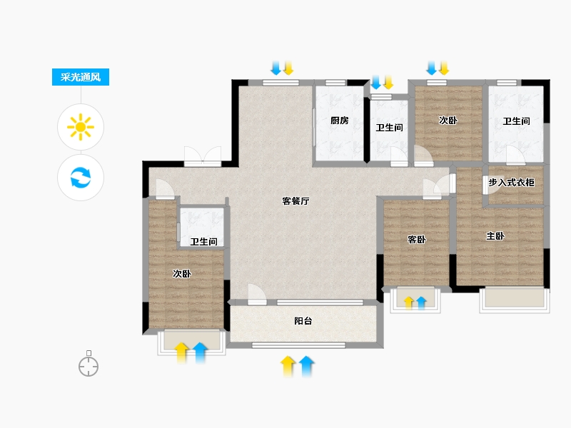 山东省-青岛市-天泰公园壹号17号楼160m²-128.01-户型库-采光通风