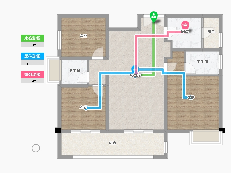 四川省-成都市-金强悦府3栋126m²-96.28-户型库-动静线