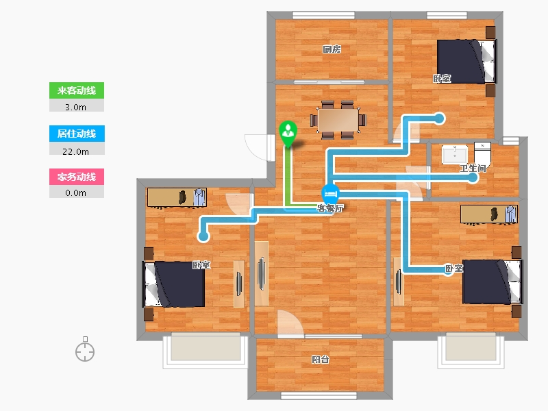 山东省-青岛市-中洲半岛城邦107m²-85.59-户型库-动静线