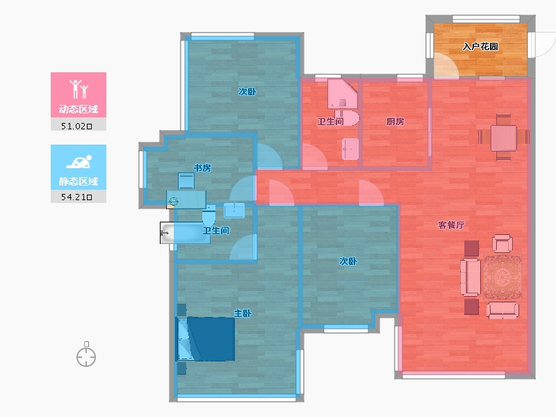 山东省-青岛市-三木家天下文澜府13号楼125m²-101.05-户型库-动静分区