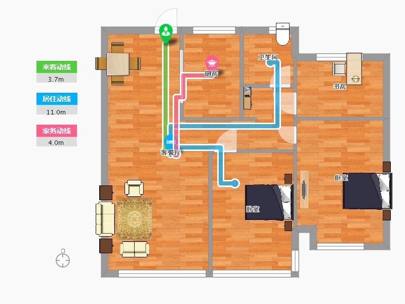 山东省-青岛市-三木家天下文澜府3号楼89m²-71.09-户型库-动静线