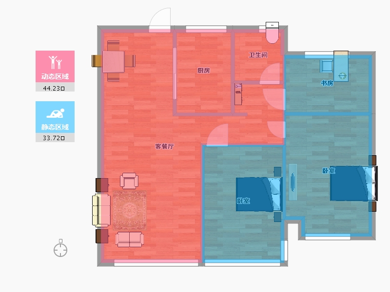 山东省-青岛市-三木家天下文澜府3号楼89m²-71.09-户型库-动静分区