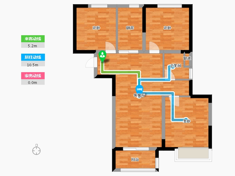 河南省-郑州市-万科大都会三期95m²-76.01-户型库-动静线