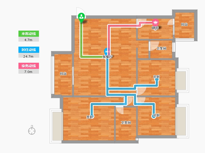 四川省-成都市-王府花园御锦苑3号楼建面110m2-87.97-户型库-动静线