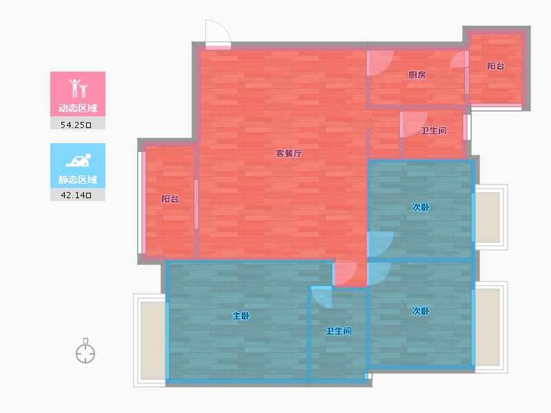 四川省-成都市-王府花园御锦苑3号楼建面110m2-87.97-户型库-动静分区