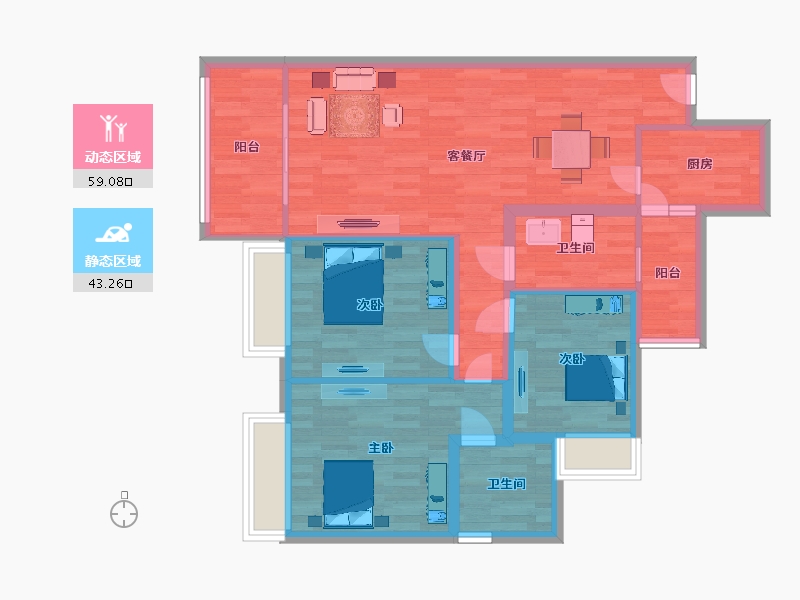 四川省-成都市-王府花园御锦苑4号楼建面115m2-91.71-户型库-动静分区