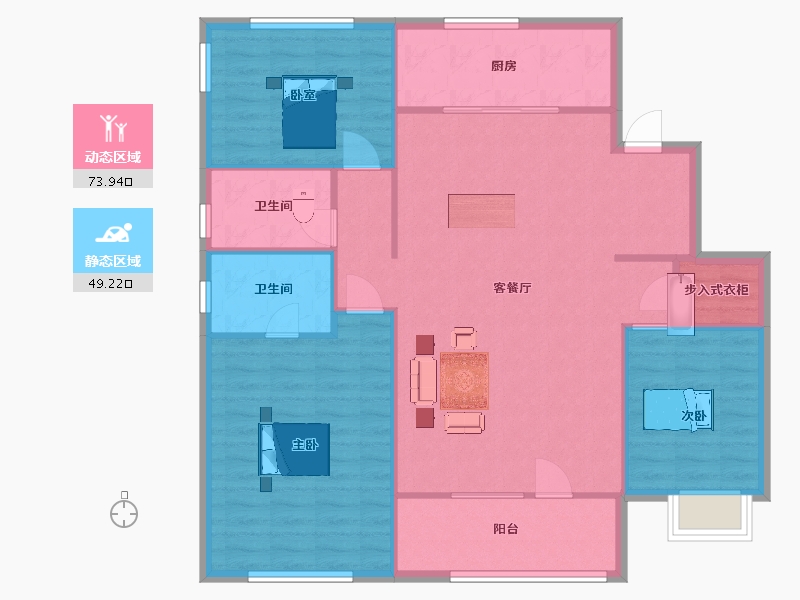 山东省-青岛市-龙湖天钜25，29，19，20号楼142m²-113.60-户型库-动静分区