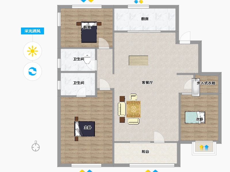 山东省-青岛市-龙湖天钜25，29，19，20号楼142m²-113.60-户型库-采光通风