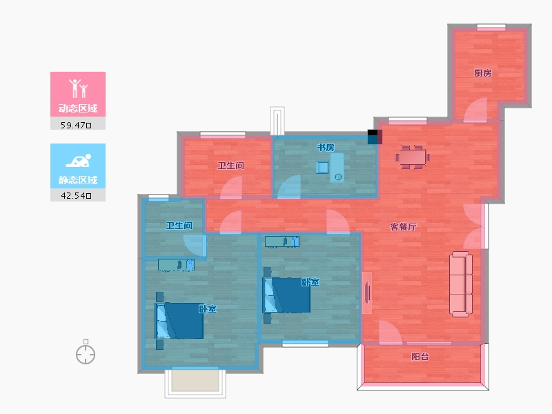 山东省-青岛市-三木家天下文澜府11号楼B4户型116-92.80-户型库-动静分区