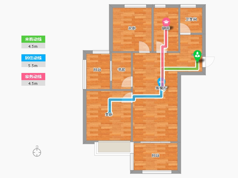 河南省-郑州市-盛润运河城88m²-70.40-户型库-动静线