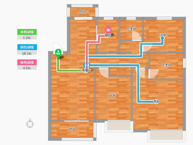 河南省-郑州市-融侨悦澜庭北院9号楼115m²-92.00-户型库-动静线