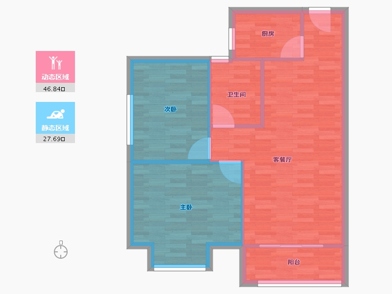 河南省-郑州市-钛合佳苑2住宅85m²-68.00-户型库-动静分区