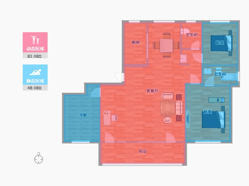 山东省-青岛市-清华凤凰园152m²-121.00-户型库-动静分区