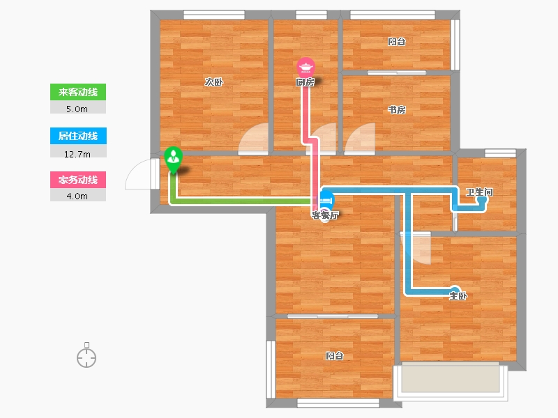 河南省-郑州市-盛润运河城88m²-70.40-户型库-动静线