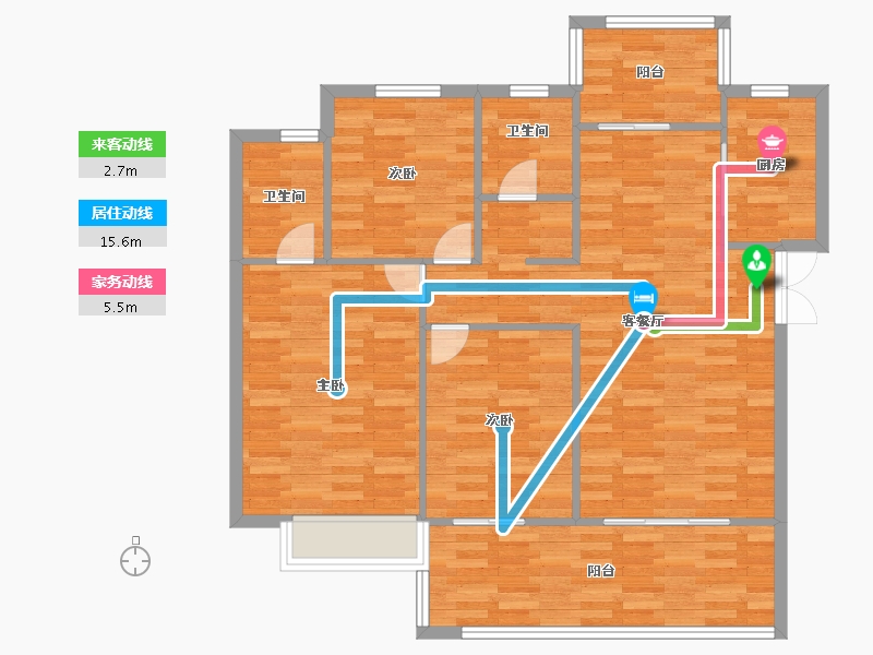 河南省-郑州市-盛润运河城127m²-101.60-户型库-动静线