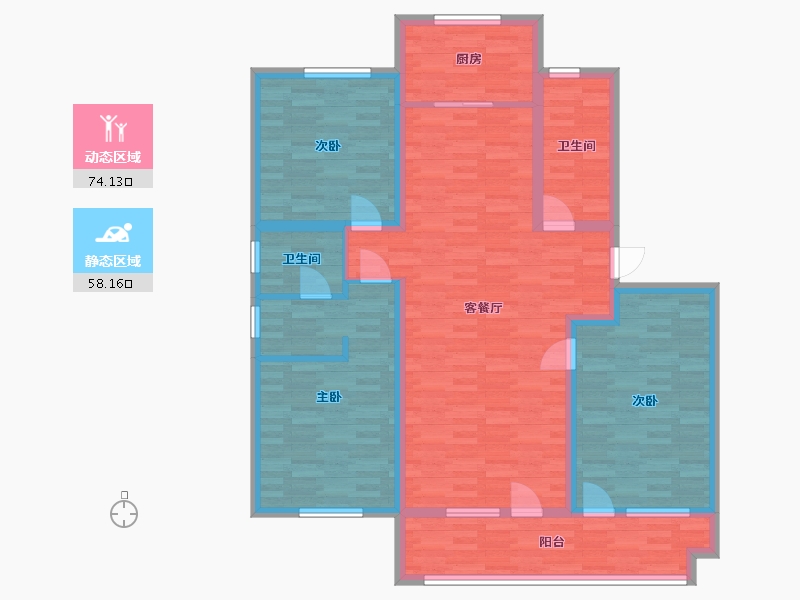 山东省-青岛市-联谊枫林小镇89栋147m²-118.53-户型库-动静分区