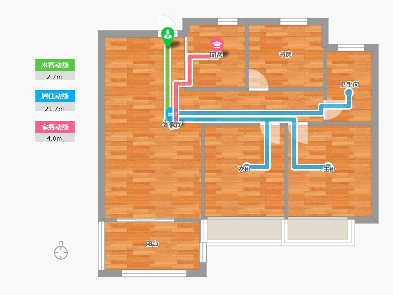 河南省-郑州市-盛润运河城88m²-70.40-户型库-动静线