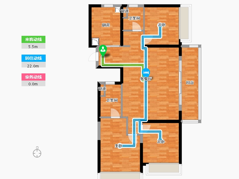 河南省-郑州市-万科大都会三期125m²-100.00-户型库-动静线