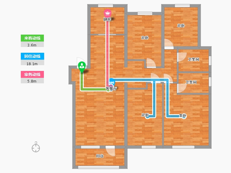 山东省-青岛市-奥林春天14号楼149㎡-119.95-户型库-动静线