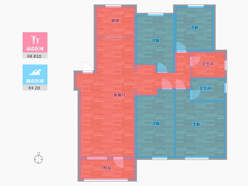 山东省-青岛市-奥林春天14号楼149㎡-119.95-户型库-动静分区