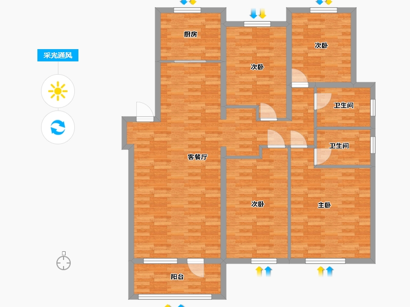 山东省-青岛市-奥林春天14号楼149㎡-119.95-户型库-采光通风