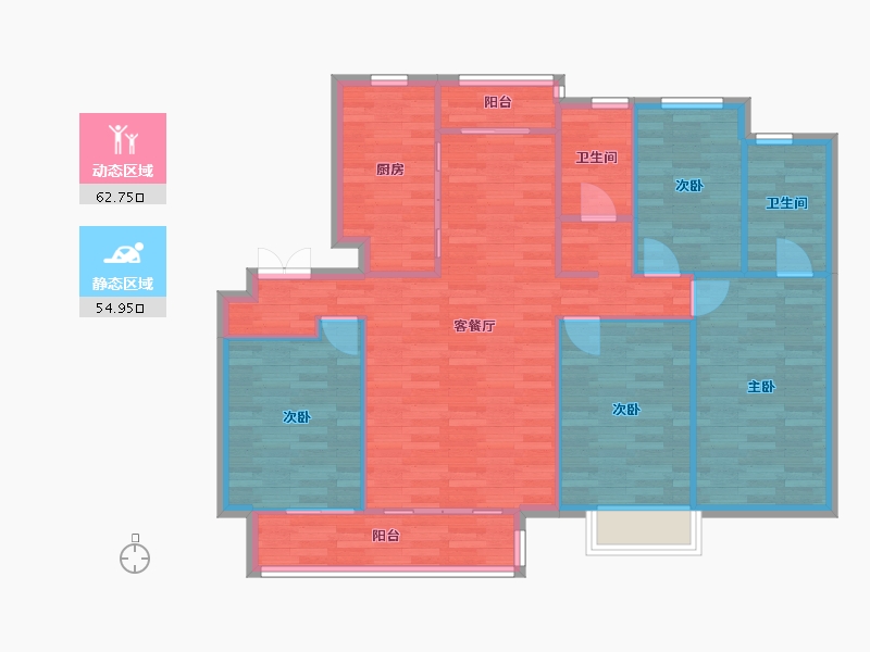 河南省-郑州市-万科大都会五期138m²-107.73-户型库-动静分区