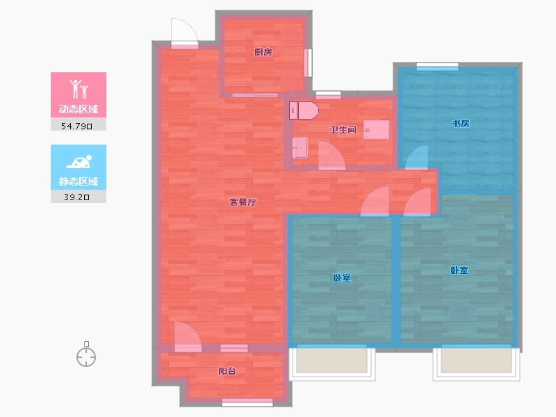 山东省-青岛市-旭辉银盛泰博观御品3，2，1号楼A户型105㎡-84.00-户型库-动静分区