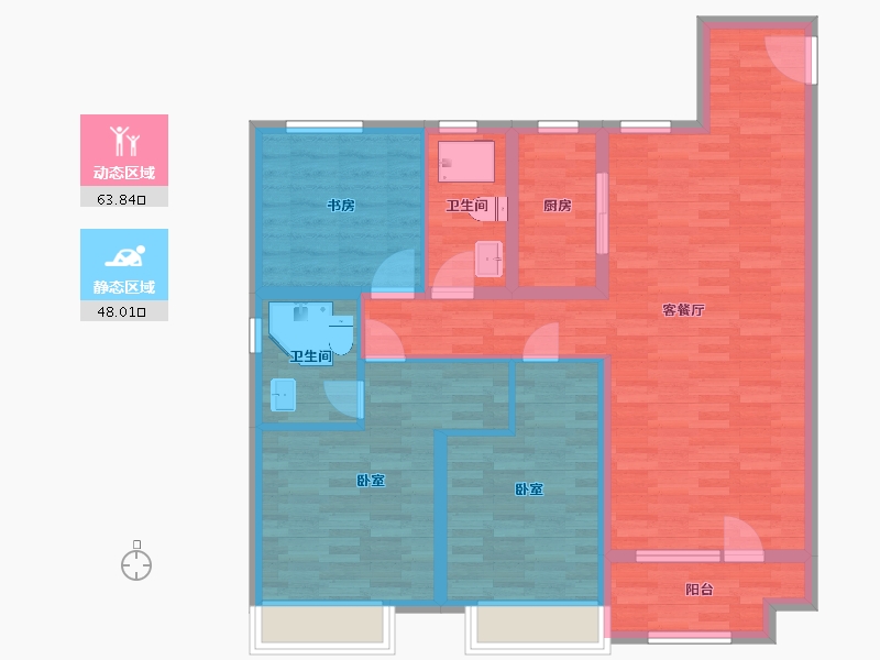 山东省-青岛市-旭辉银盛泰博观御品3，2，1号楼125m²-99.99-户型库-动静分区