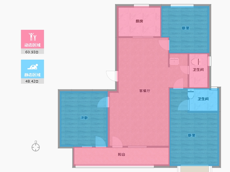 山东省-青岛市-越秀铂悦府125㎡户型-100.00-户型库-动静分区