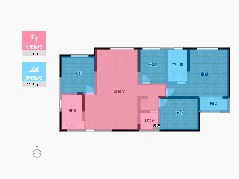 河南省-郑州市-鑫苑德润珺园126m²-100.80-户型库-动静分区