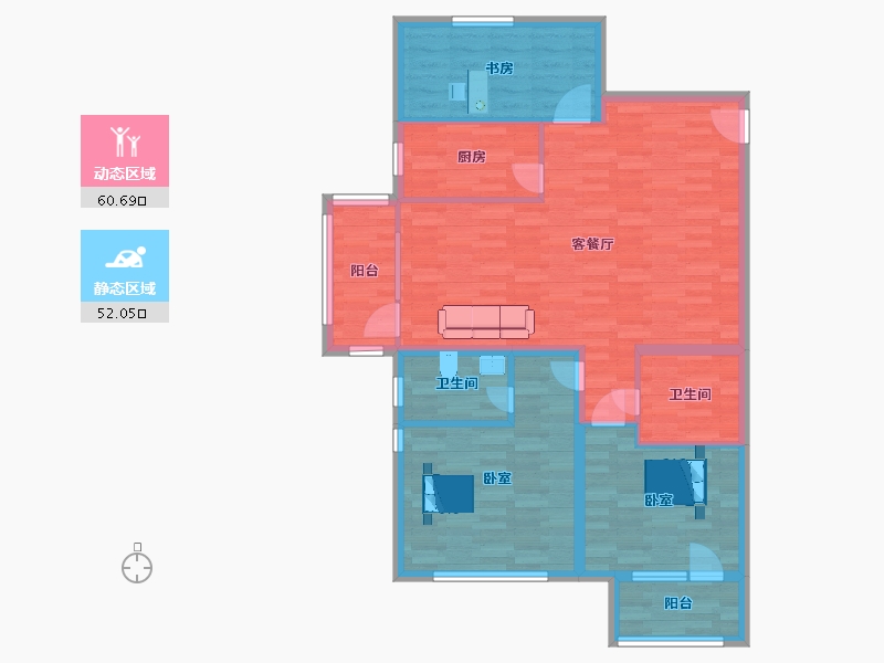 山东省-青岛市-兴源巴黎城127m²-101.60-户型库-动静分区