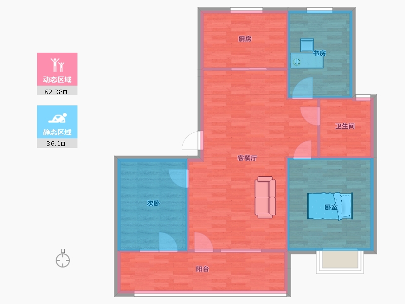 山东省-青岛市-天泰幸福里113m²-90.40-户型库-动静分区