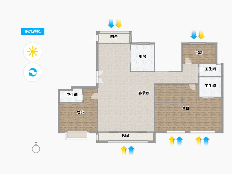 河南省-郑州市-亚星观邸1号楼,7号楼234m²-187.20-户型库-采光通风