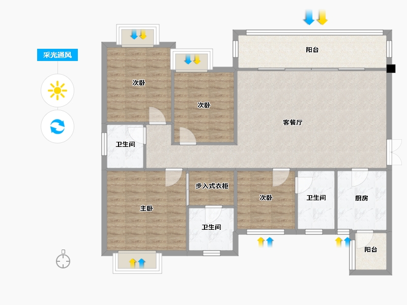 四川省-成都市-合谊万璟台6栋,141m²-115.17-户型库-采光通风