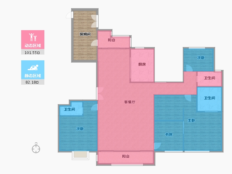 河南省-郑州市-亚星观邸5号楼233m²-186.39-户型库-动静分区