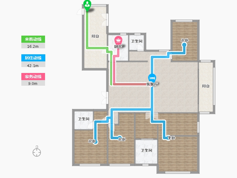 河南省-郑州市-亚星观邸2号楼,3楼,9号楼267m²-213.60-户型库-动静线