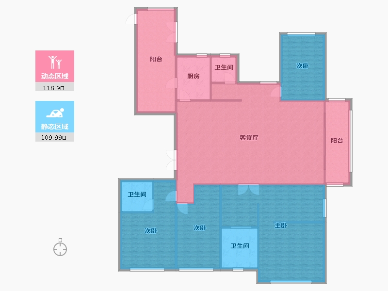 河南省-郑州市-亚星观邸2号楼,3楼,9号楼267m²-213.60-户型库-动静分区