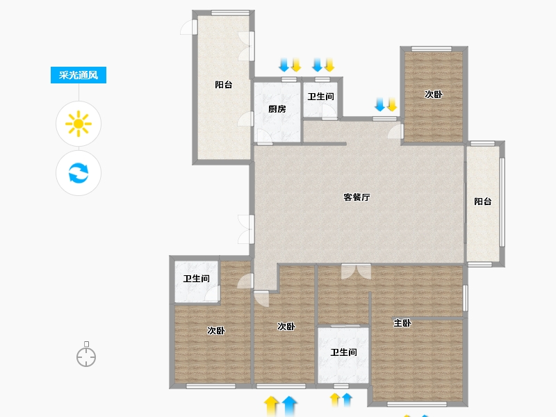 河南省-郑州市-亚星观邸2号楼,3楼,9号楼267m²-213.60-户型库-采光通风