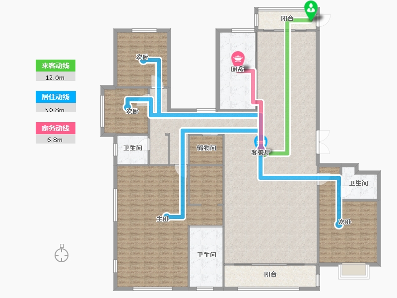 河南省-郑州市-亚星观邸7号楼295m²-236.00-户型库-动静线