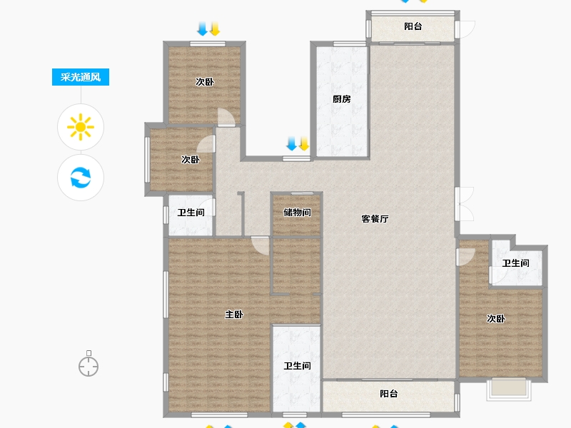 河南省-郑州市-亚星观邸7号楼295m²-236.00-户型库-采光通风