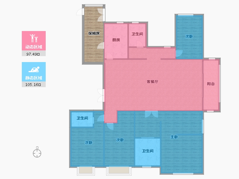 河南省-郑州市-亚星观邸4号楼,9号楼253m²-202.40-户型库-动静分区