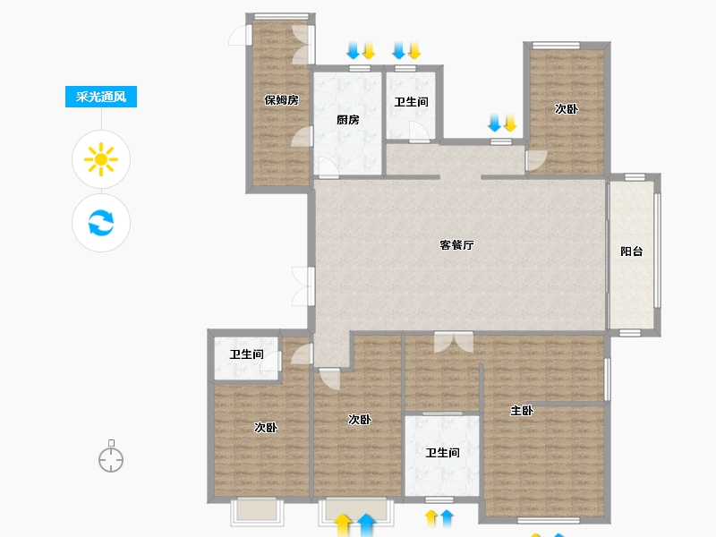 河南省-郑州市-亚星观邸4号楼,9号楼253m²-202.40-户型库-采光通风