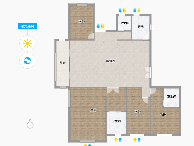 河南省-郑州市-亚星观邸2号楼,3号楼236m²-188.79-户型库-采光通风