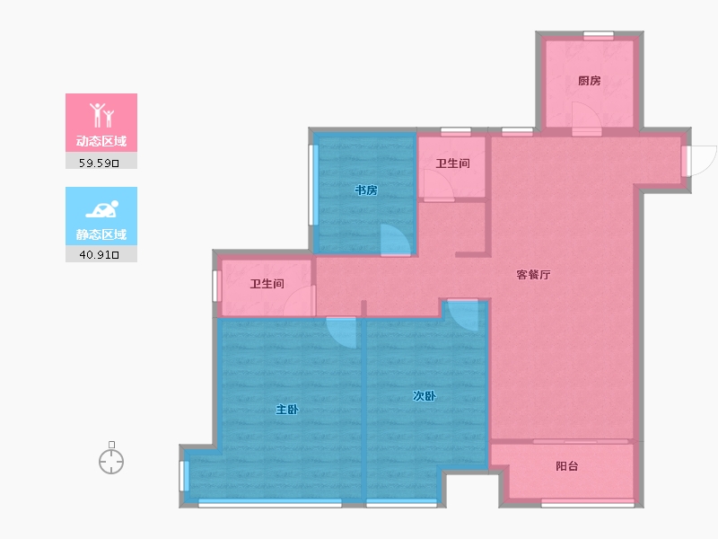 河南省-郑州市-鑫苑名城2号楼,3号楼,4号楼114m²-91.20-户型库-动静分区