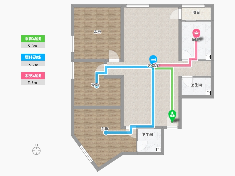 河南省-郑州市-星光汇136m²-108.80-户型库-动静线